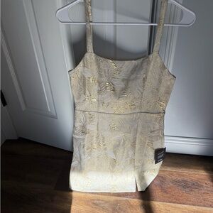 Lulu's Gold Floral Jacquard Mini Dress
